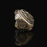 Onyx Eagle Signet Ring Large Statement Whiskey Barrel Chunky Silver Ottoman Vintage 925 Sterling Promise Engagement Gemstone Gift for Husband — image 4