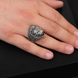 Handmade Sapphire Lion Pinky Ring - Vintage Ottoman Style Sterling Silver Animal Engagement Ring for Men with Gemstone & Custom Engraving — image 2