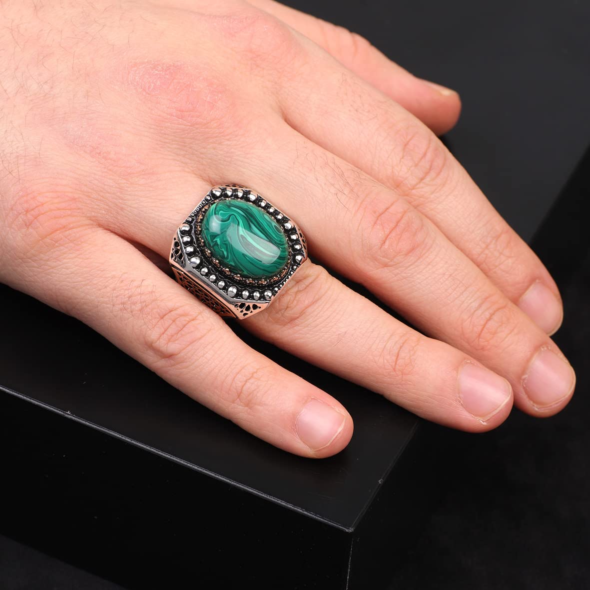 Malachite Ring Men