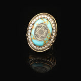 Solomon's Seal Signet Ring Mens Turquoise Large Statement Whiskey Barrel Chunky Silver Ottoman Vintage 925 Sterling Promise Engagement Gemstone Gift — image 3