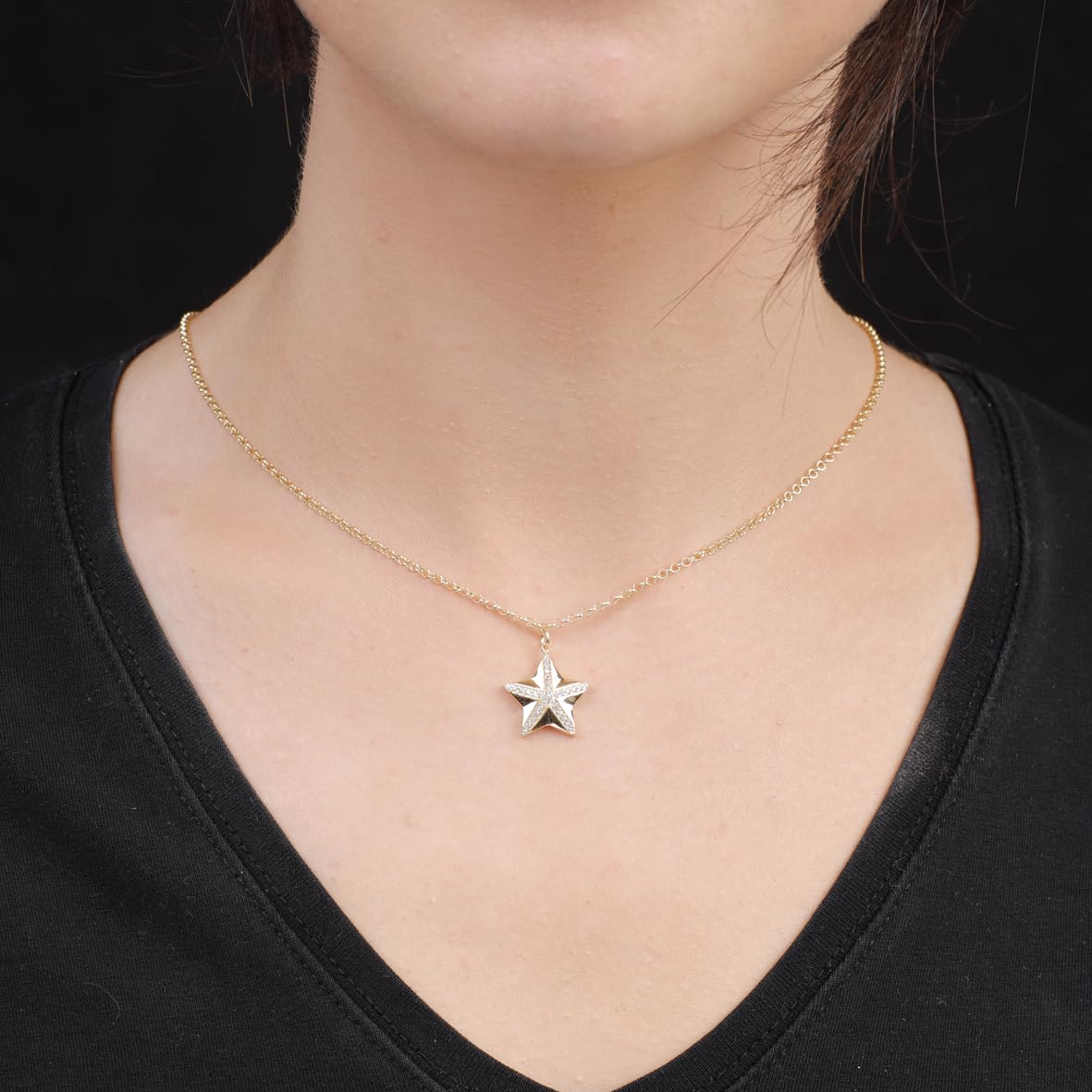 Golden Star Necklace - Gold Plated & Sterling Silver Necklace - Cute Necklaces with Aesthetic Charm - Dainty Gold Necklace for Women - Birthday Gifts for Women