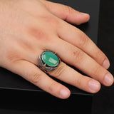 Jade Eagle Ring for Men – Vintage Animal Signet Ring with Gemstone in Sterling Silver — image 2