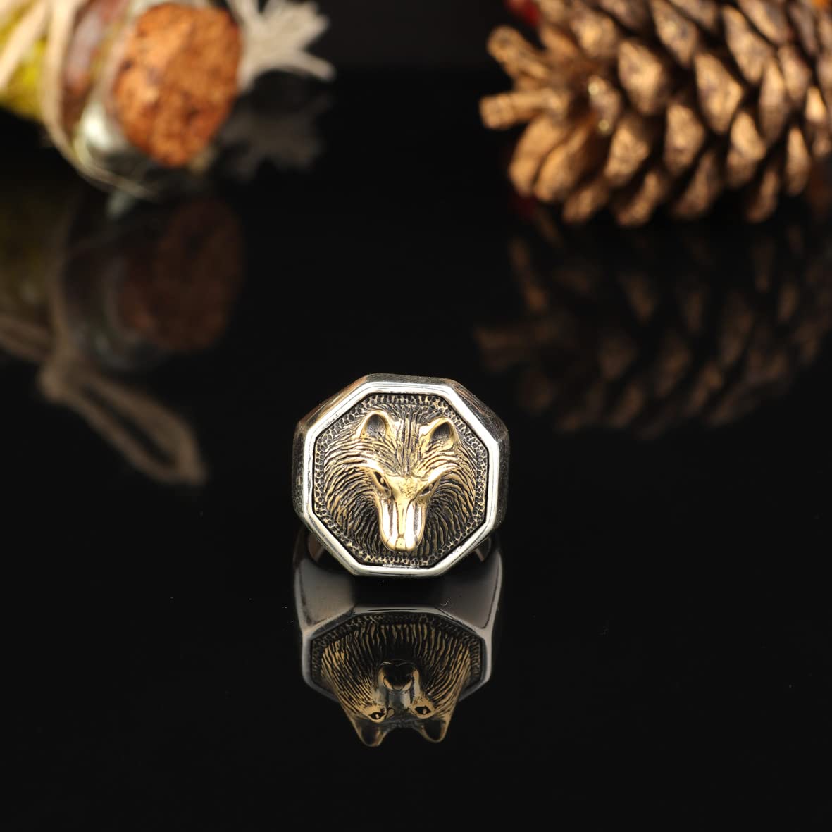 925K Sterling Silver Wolf Ring