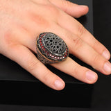 Garnet Ring Ottoman Style – Large Statement Vintage Ring for Men — image 2