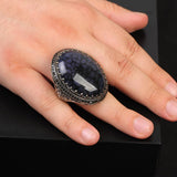 Handmade Yemen Agate Ring Ottoman Style – Large Statement Vintage Gemstone Ring for Men — image 6