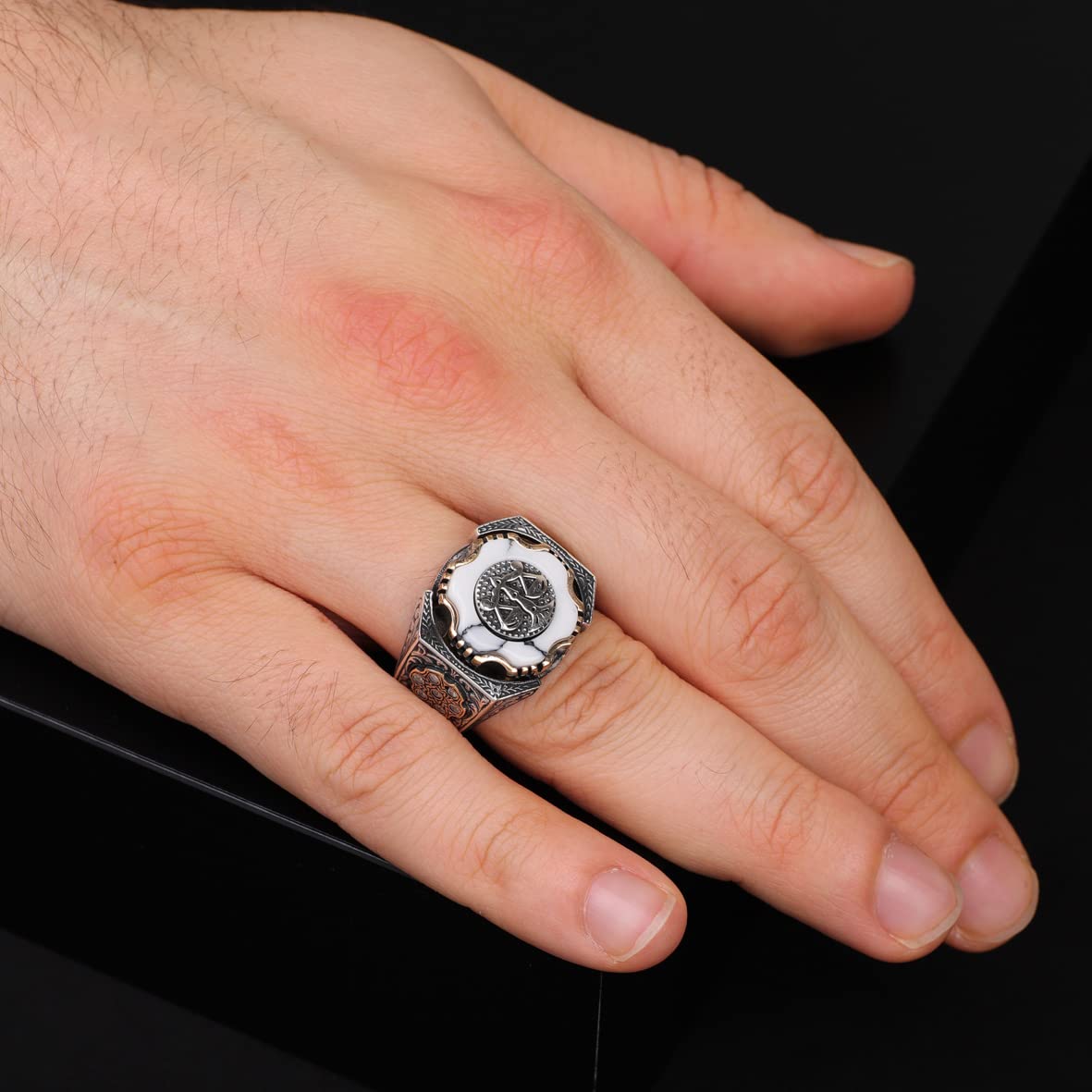 Turquoise Stone Men Silver Ring