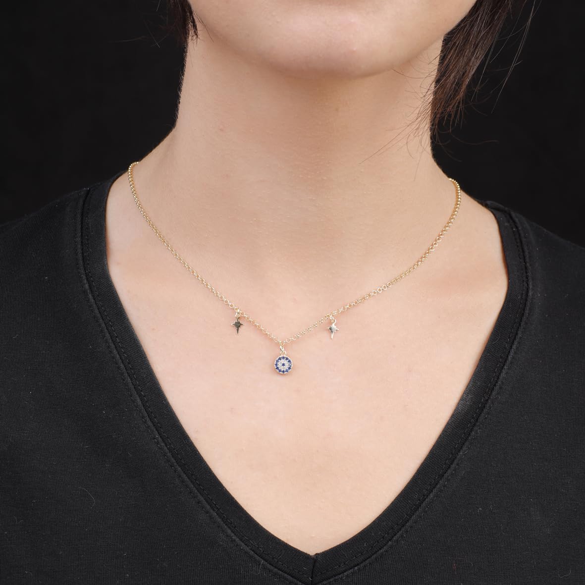 Evil Eye and Star Necklace Gold Plated and Sterling Silver Necklace for Women - Sterling Silver and Gold Plated Necklaces with Evil Eye and Star Charms - Birthday Gifts for Women