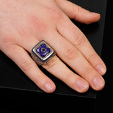Lapis Lazuli and Onyx Men's Ring with Micro Stone Accents - Vintage Handmade 925 Sterling Silver Jewelry — image 6
