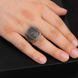 Polished Black Onyx and Micro Stone Men's Ring - Vintage 925 Sterling Silver Gemstone Statement Ring — image 2