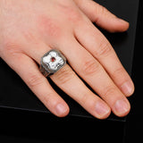 Genuine Turquoise Mens Ring with Ruby stone - Vintage Handmade 925 Sterling Silver Gemstone Jewelry for Men with Micro Stone - Includes Silver Polishing Cloth Gift — image 6
