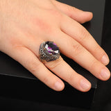 Ottoman amethyst ring vintage ring handmade chunky silver ring sterling silver ring large statement ring gemstone ring promise ring for him — image 6