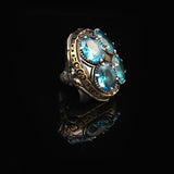 Handmade Aquamarine Dragon Ring Ottoman Style – Large Statement Vintage Gemstone Ring — image 4