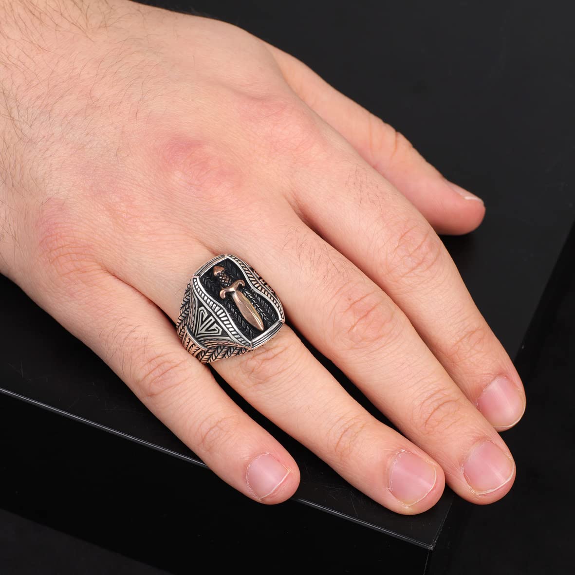 925 Sterling Silver Sword Ring - Custom Signet Ring for Men