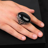 Black Onyx Ring for Men – Chunky Sterling Silver Ottoman Gemstone Ring — image 2