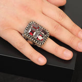 Garnet White Sapphire Large Statement Ring Whiskey Barrel Chunky Silver Ottoman Vintage 925 Sterling Engagement Promise Gemstone Gift for Husband — image 2