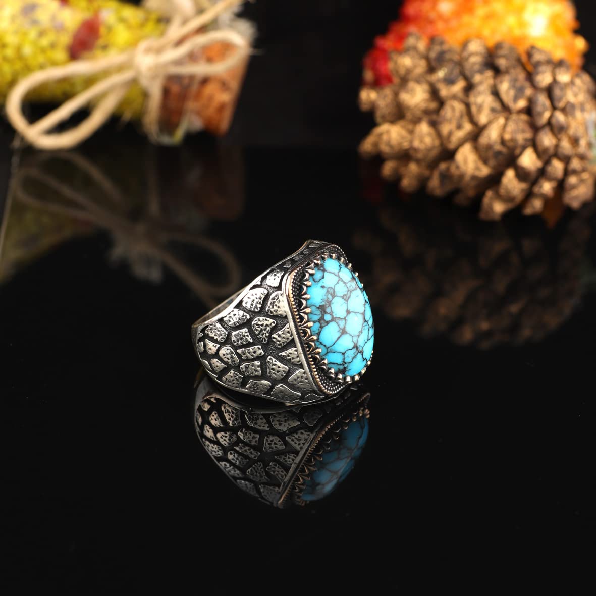 925K Sterling Silver Turquoise Stone Ring