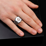 925 Sterling Silver Men's Ring - Handmade Mother of Pearl and Star Gemstone Ring with Polishing Cloth Gift — image 6