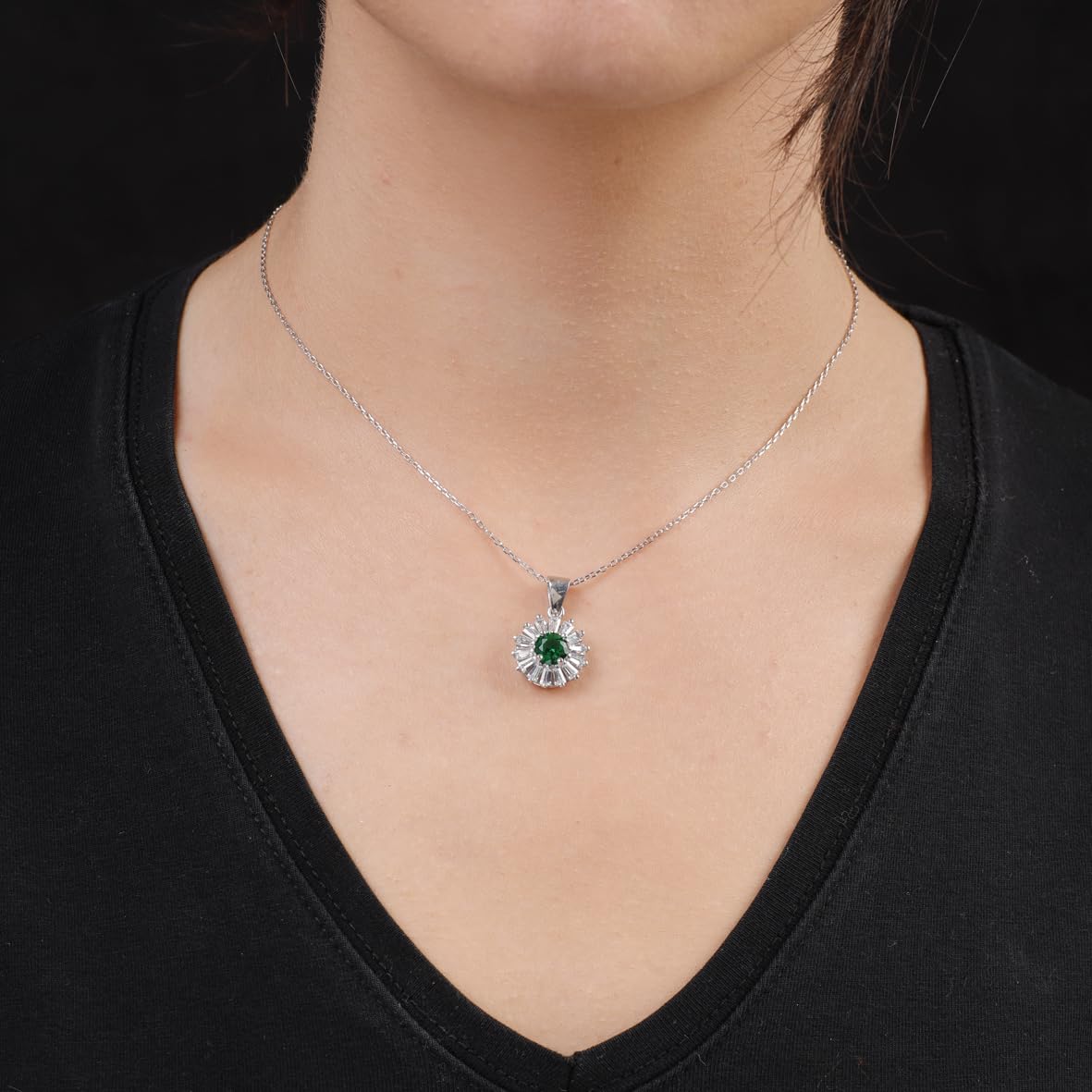 Emerald Necklace Sterling Silver Aesthetic Jewelry for Women - Aesthetic Sterling Silver Jewelry for Women - Birthday Gifts for Women