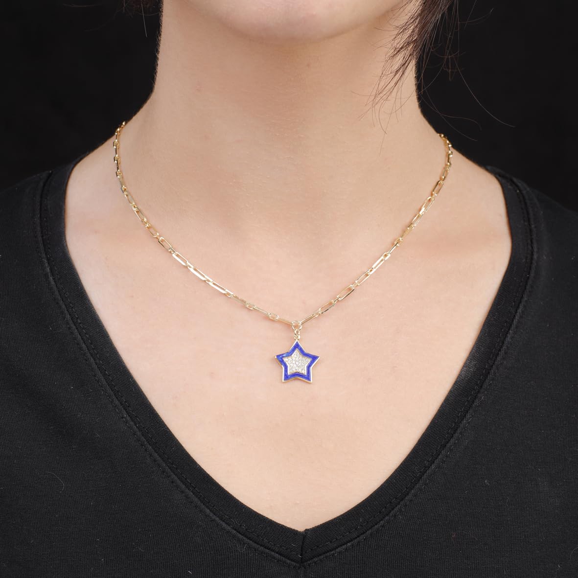 Sterling Silver Star Necklace with Zircon Stone for Women - Cute Star Necklace with Zircon Stone in Gold Plated Jewelry - Birthday Gifts for Women