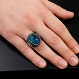 Handmade 925 Sterling Silver Scorpion Ring for Men - Man Silver Aquamarine Stone Ring - Unique Gemstone Jewelry with Aquamarine Stone and Silver Polishing Cloth Gift — image 2