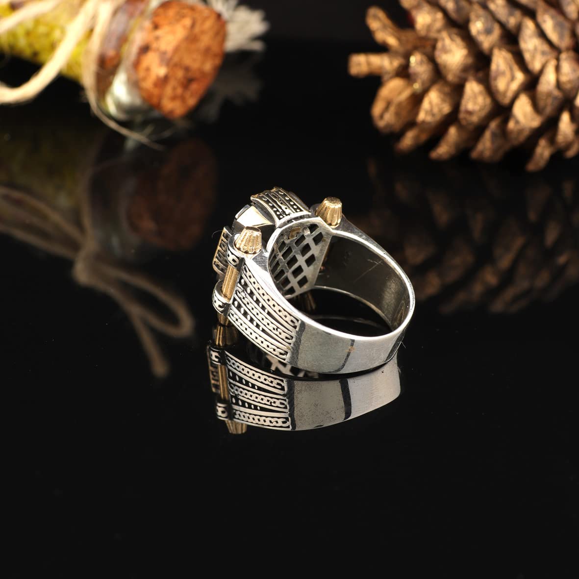 925K Sterling Silver Onyx Stone Ring