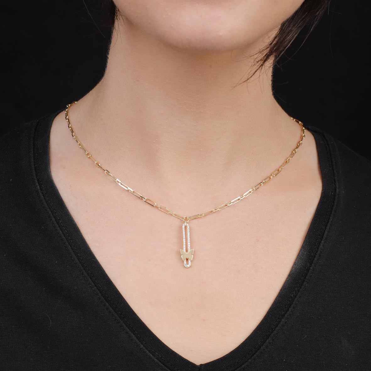 Cute Butterfly Necklace in Gold Jewelry - Gold Plated Sterling Silver Necklace with Butterfly Charm - Aesthetic Jewelry Delight - Birthday Gifts for Women
