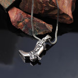 Sterling Silver Cowboy Skull Necklace for Men - Gothic Biker Pendant with Silver Chain &Cleaning Cloth Gift - mens necklace -valentine's day — image 2
