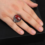 Handmade Carnelian Lion Ring - 925 Sterling Silver Oval Stone Signet Ring for Men — image 2