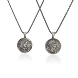 Sterling Silver Men's Mythology Necklace with Antique Caesar Coin Pendant and Silver Chain - Birthday Gifts — image 2