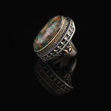 Iris Flower Model Special Turquoise Ring - Chunky Sterling Silver Engagement Ring for Men — image 5