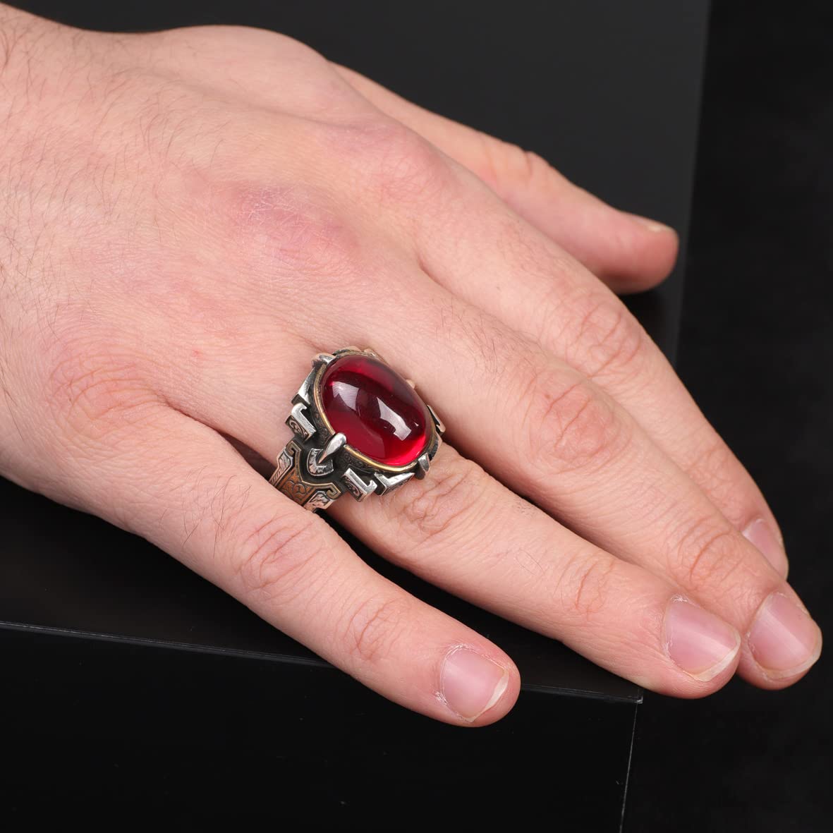 Men Handmade Carnelian Stone Ring