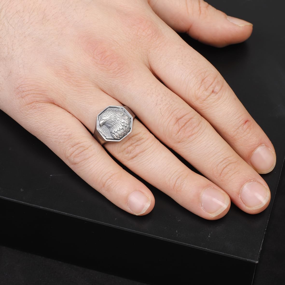 Handmade Eagle Signet Ring - 925 Sterling Silver Men's Ring