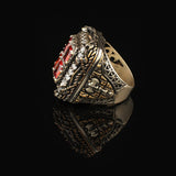 Garnet Axe Signet Ring Large Statement Whiskey Barrel Chunky Silver Ottoman Vintage 925 Sterling Promise Engagement Gemstone Gift for Husband — image 5