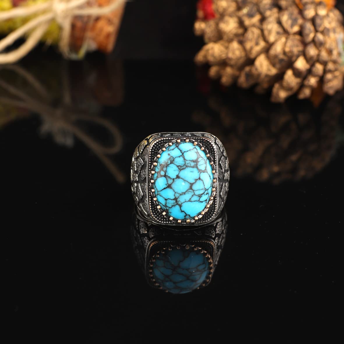 925K Sterling Silver Turquoise Stone Ring