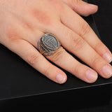 Vintage Shield Cross Signet Ring for Men - 925 Sterling Silver Christian Statement Ring - Polished Handmade Engagement Ring with Custom Engraving — image 2