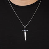 Sapphire Sword Necklace for Men in Sterling Silver – Gothic and Biker Pendant — image 3