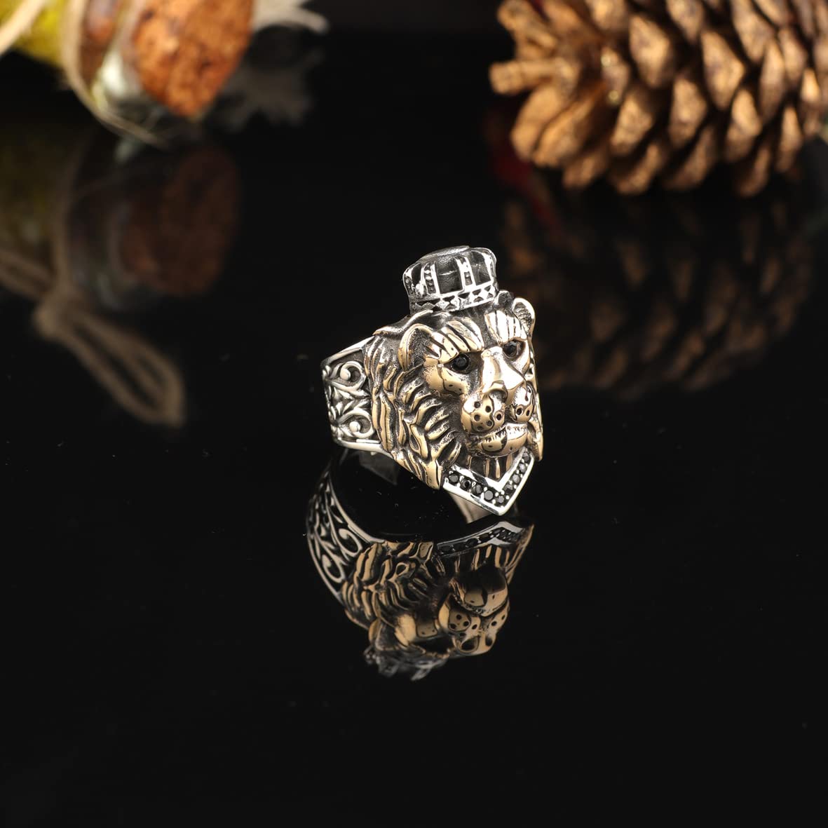 925K Sterling Silver Lion Ring