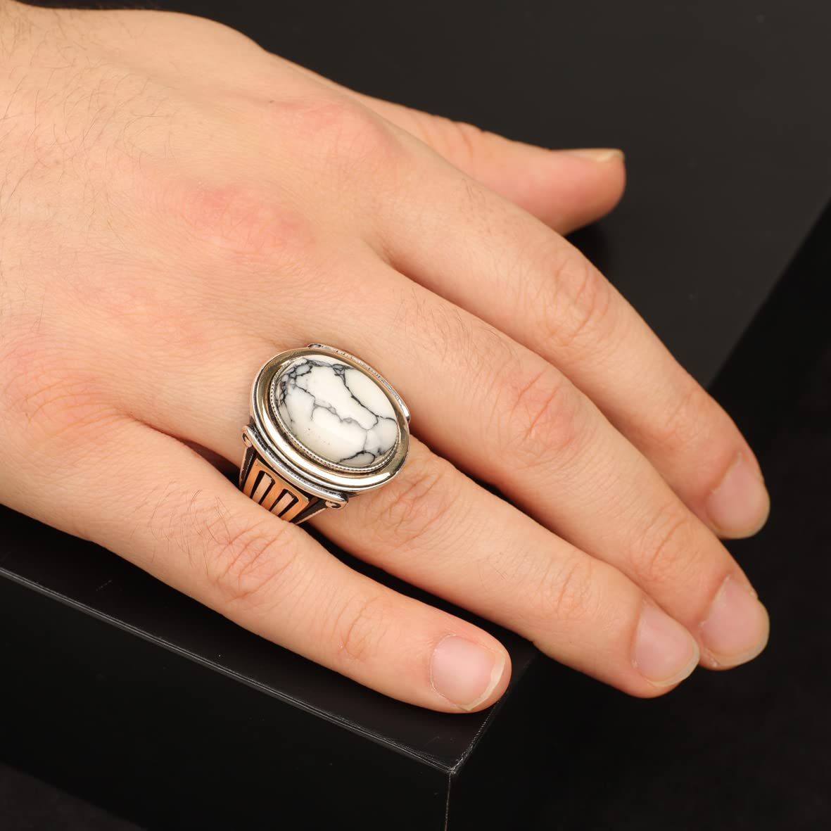 Turquoise Stone Men Silver Ring