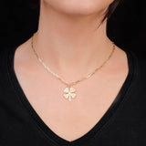 Gold Plated Sterling Silver Necklace with Four Leaf Clover Charm - Four Leaf Clover Necklace in Gold Plated Jewelry Collection for Women - Birthday Gifts for Women — image 3
