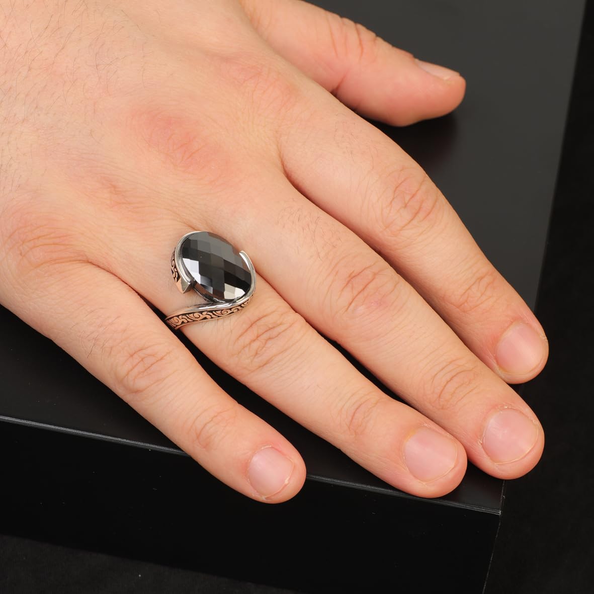 Onyx Ring Gemstone Ring Ottoman Statement Ring Vintage Ring Pinky Ring Sterling Silver Ring Gift for Him Handmade