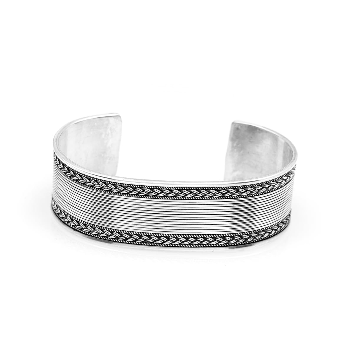 Vintage Handmade Men’s Thick Silver Band Bracelet – Sterling Silver Cuff