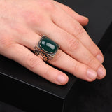 Jade Ring, Jade Ring for Men, Ottoman Men Ring, Sterling Silver Ring, Natural Stone Ring, Men Jade Stone Ring, Gift for Him — image 6