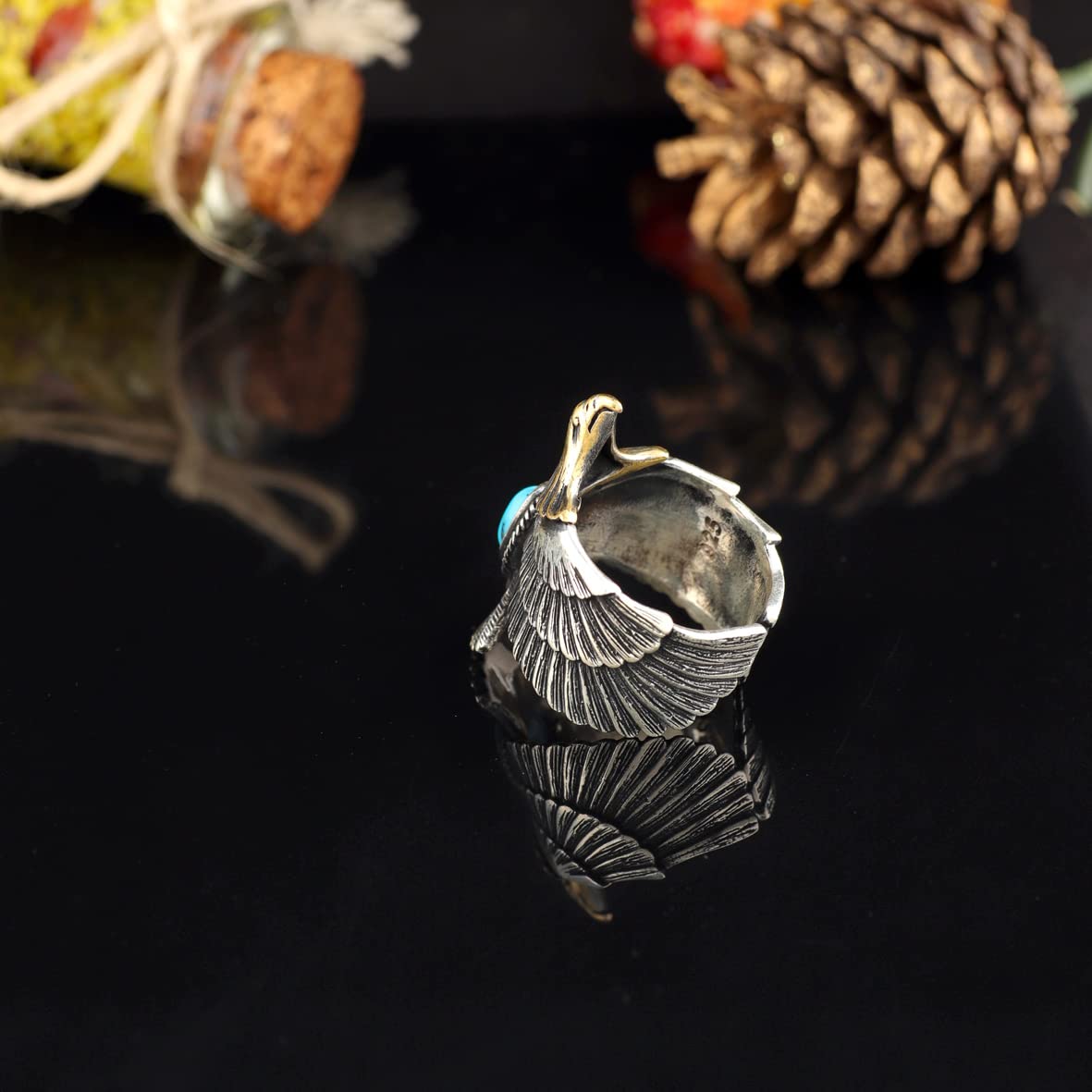 Men Silver Eagle Ring