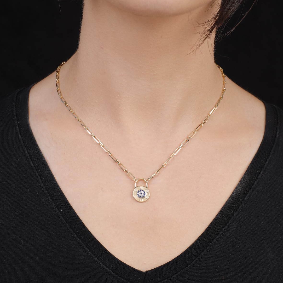 Sterling Silver Evil Eye Necklace and Lock - Cute Evil Eye Necklace and Lock in Gold Jewelry - Aesthetic Charm - Birthday Gifts for Women