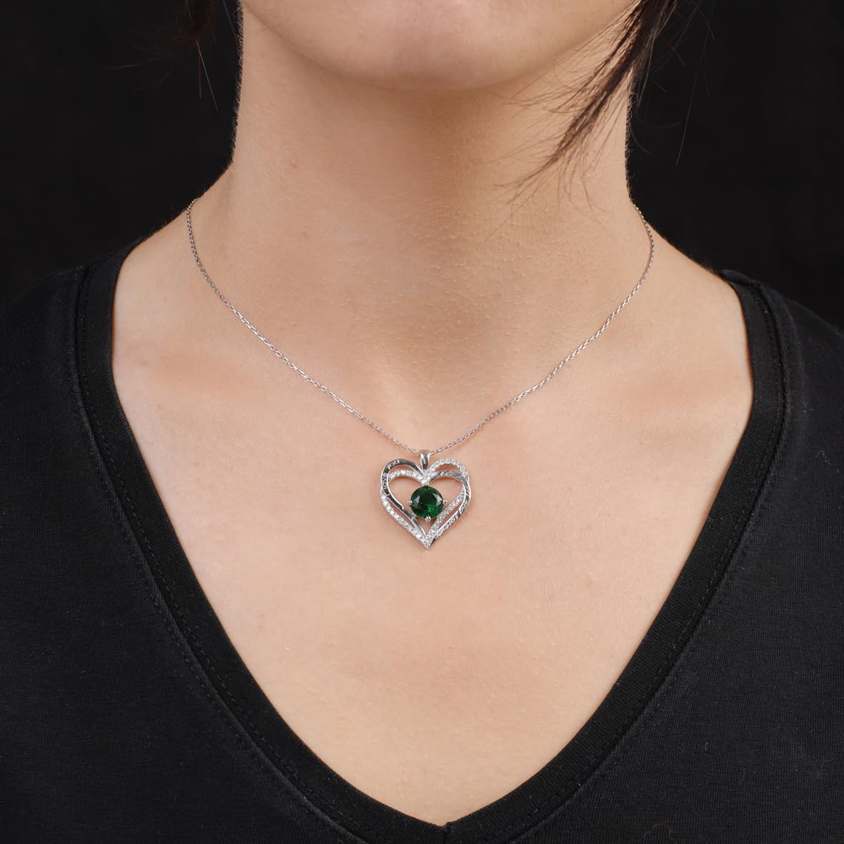 Zirconia Heart Pendant Necklace in Sterling Silver - Love You Forever Necklace - Anniversary Necklace for her Personalized