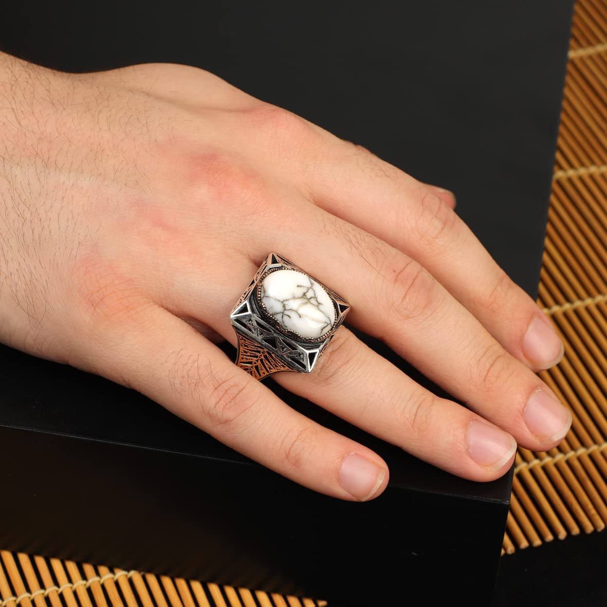 Turquoise Stone Men Silver Ring