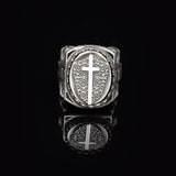 Vintage Shield Cross Signet Ring for Men - 925 Sterling Silver Christian Statement Ring - Polished Handmade Engagement Ring with Custom Engraving — image 3