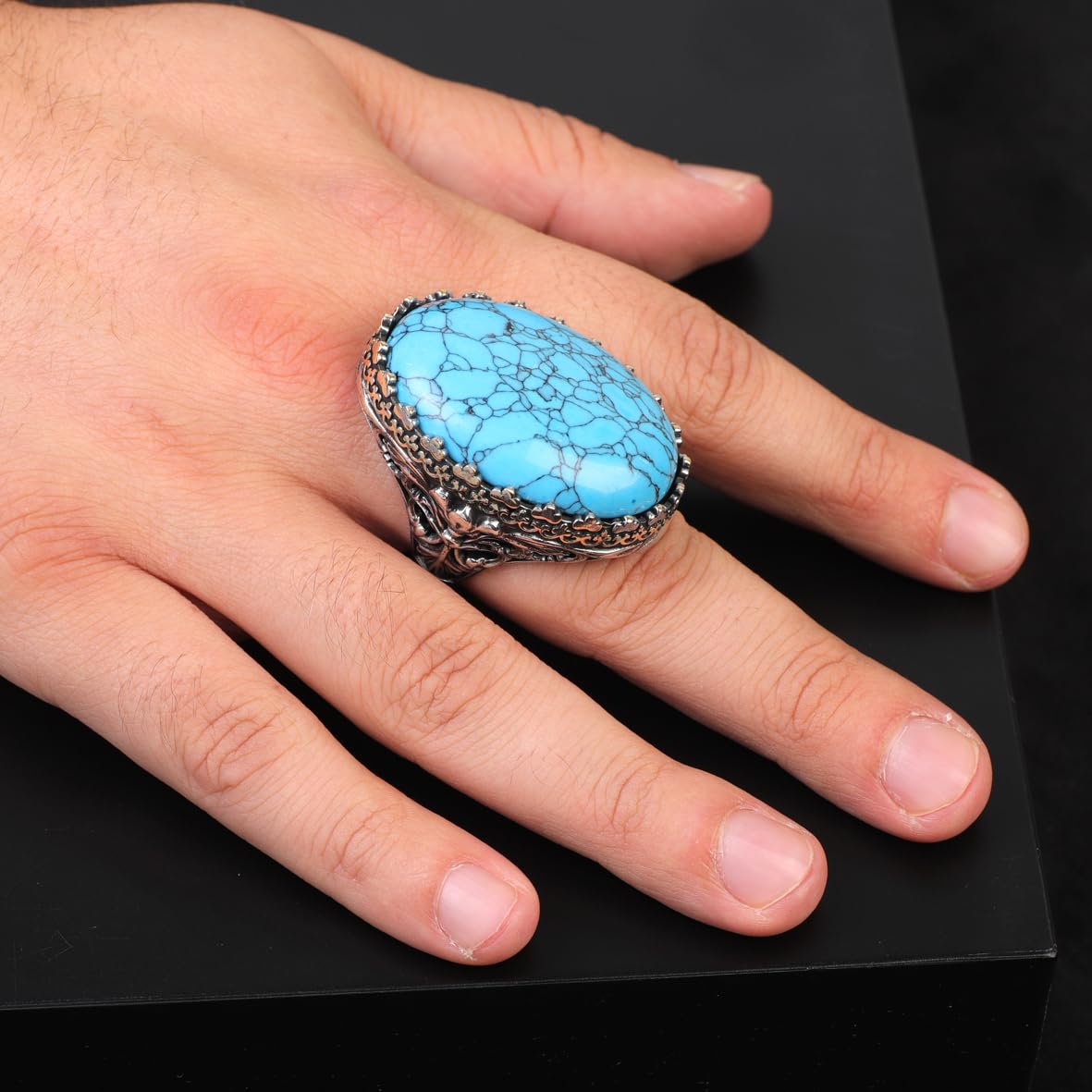 Men’s Sterling Silver Turquoise Ring