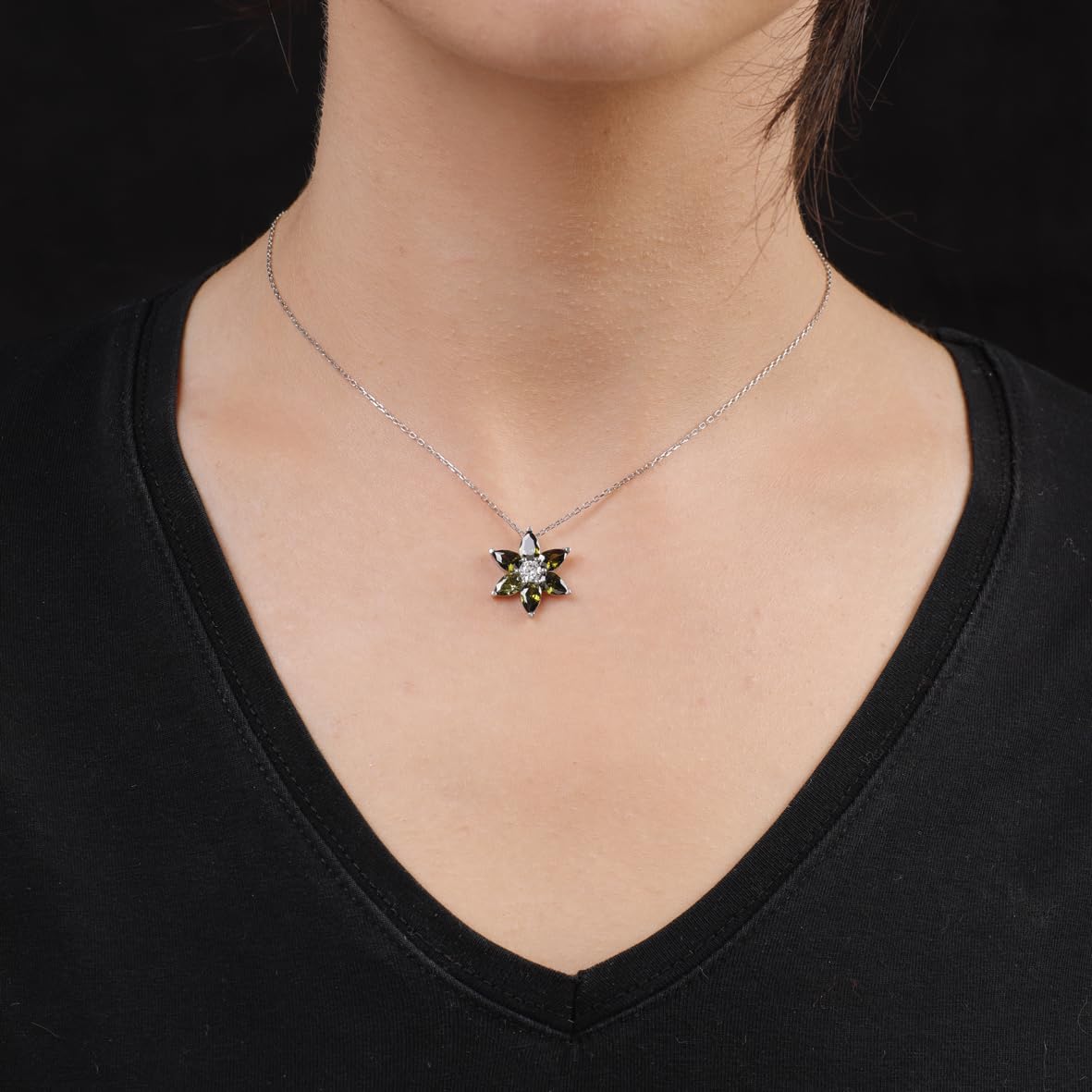 Tiger Eye Necklace Sterling Silver Flower Necklace Women Aesthetic Jewelry - Tiger Eye Necklace with Floral Pendant on Sterling Silver Chain - Birthday Gifts for Wife