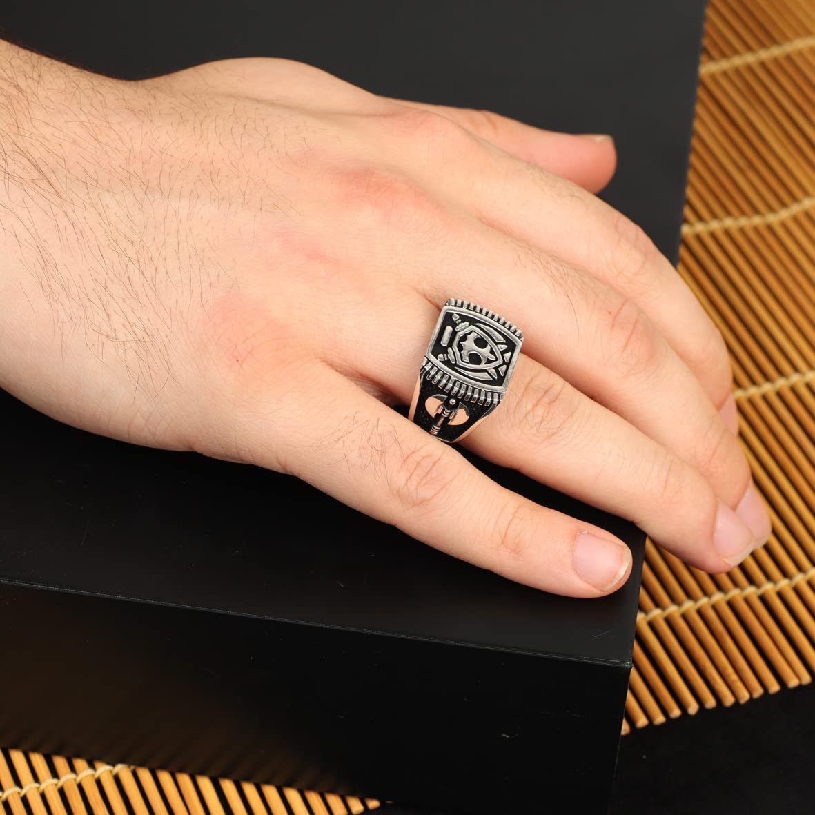 Men Silver Ax Ring